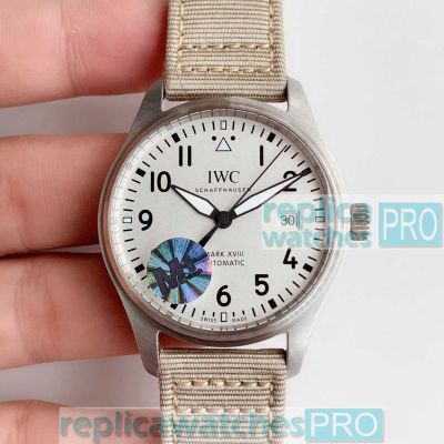 Swiss Grade Replica IWC Pilots Mark XVIII White Dial Nato Strap Watch